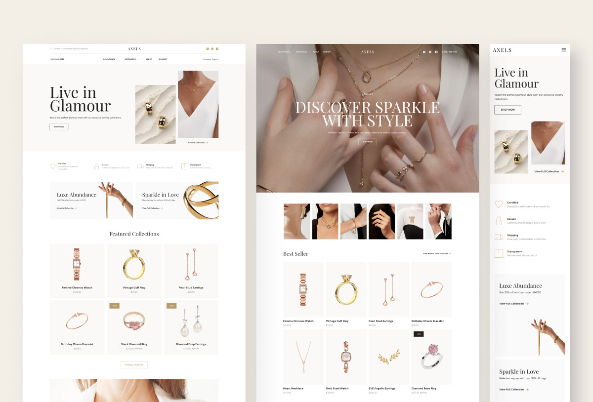 Axels - Jewelry E-Commerce Framer Preview Image 1