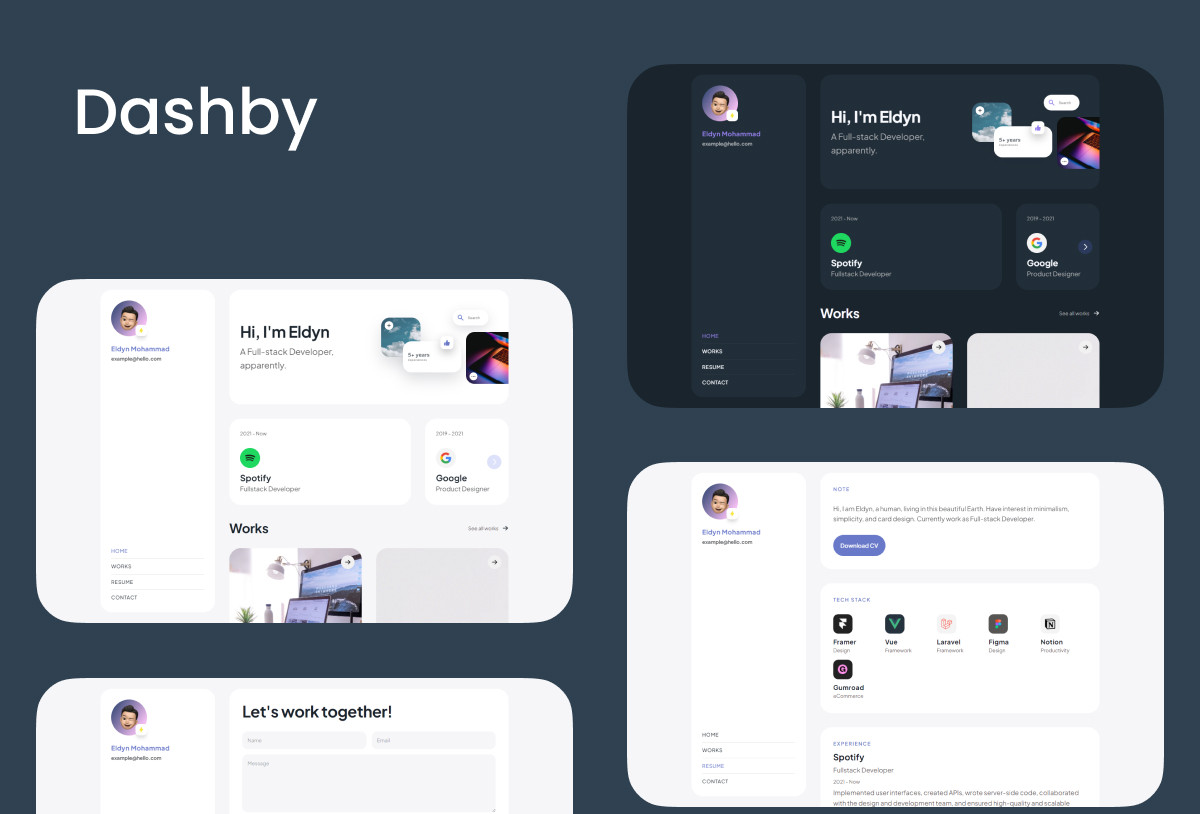 Dashby — Personal Portfolio Framer Template Preview Image 1