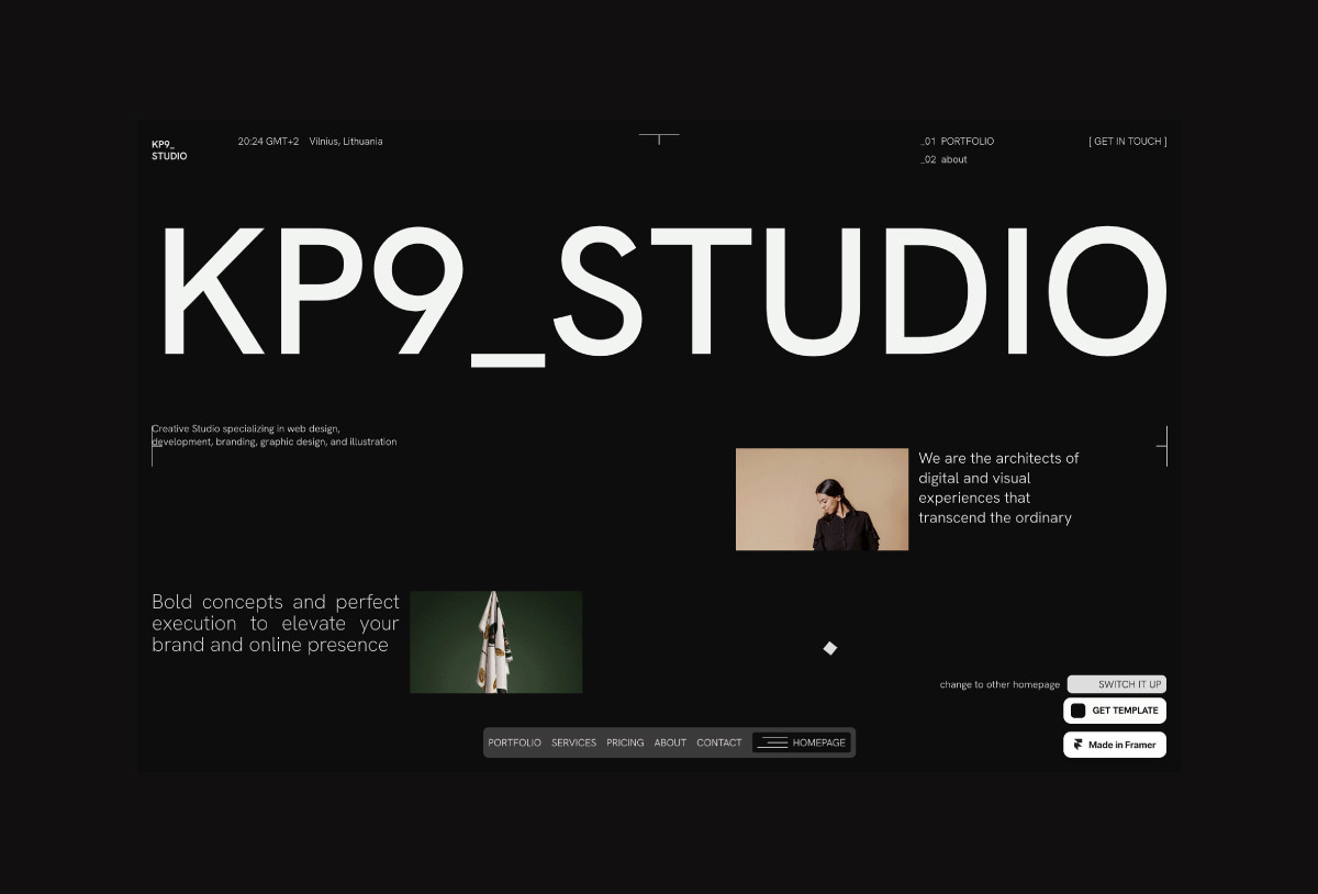 KP9 Multi Layout Framer Portfolio Template Preview Image 1