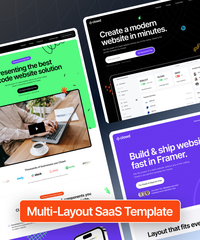 Clowd - Multi-layout SaaS Template Thumbnail