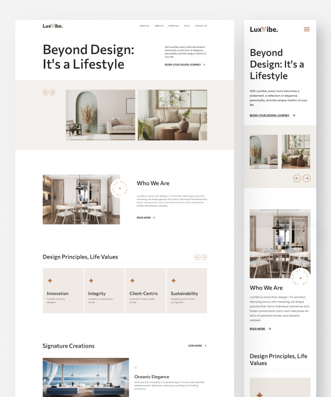 Luxvibe - Interior Design Website Framer Thumbnail