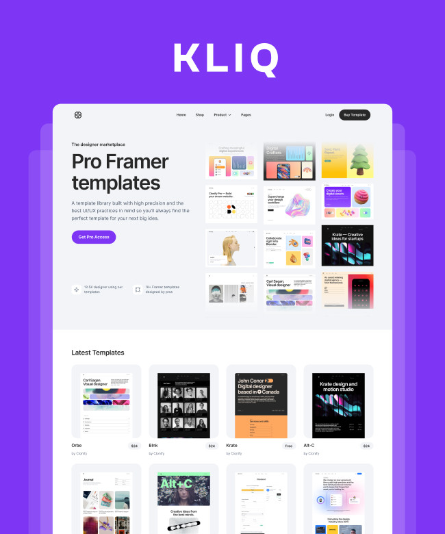 Kliq - Framer Marketplace Website Template Thumbnail