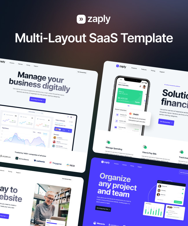 Zaply Multi-layout SaaS Template Thumbnail