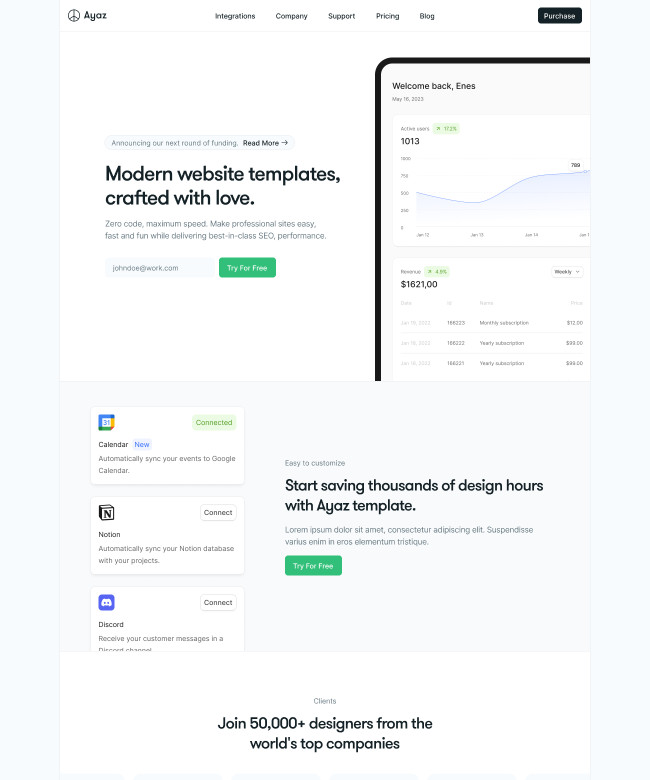 Ayaz — SaaS & Startup Landing Page Thumbnail