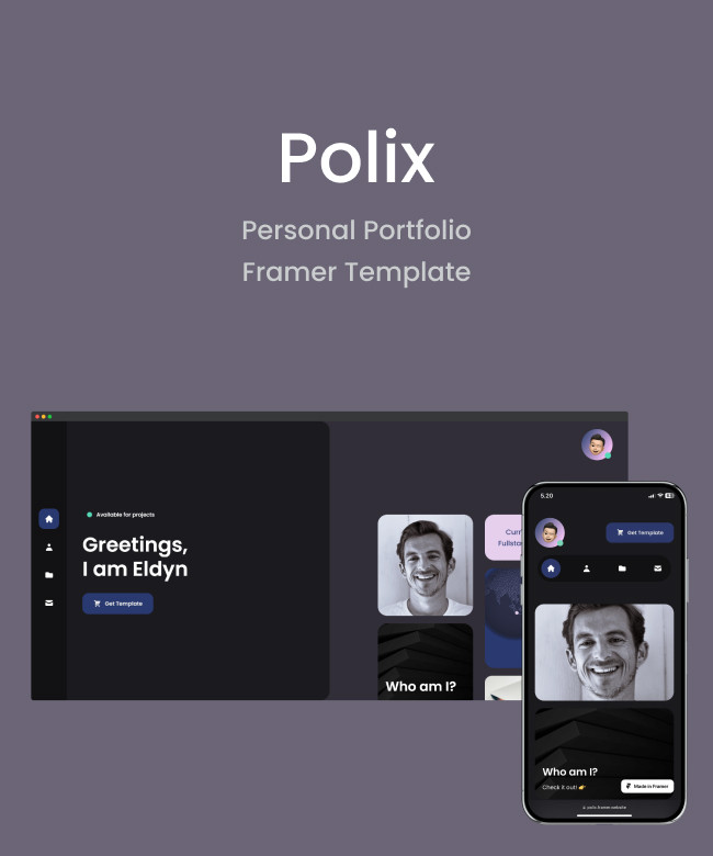 Polix — Personal Portfolio Framer Template Thumbnail